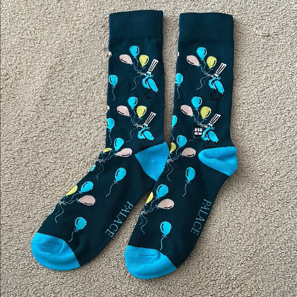 Commanders Palace New Orleans Teal Balloon Patterned Socks NWOT